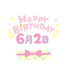 6月誕生日を祝う日付入りバースデーケーキ（個別スタンプ：2）