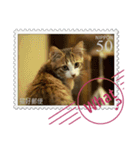 大人も使える 切手風 福々猫写真スタンプ（個別スタンプ：28）