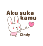 Cute rabbit stickers name, Cindy（個別スタンプ：13）
