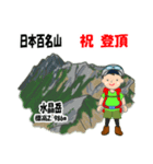 日本百名山 登山男子 北ア 緑 1004（個別スタンプ：15）