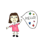 手描きの女の子の吹き出しスタンプ（個別スタンプ：1）