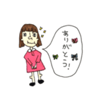 手描きの女の子の吹き出しスタンプ（個別スタンプ：3）