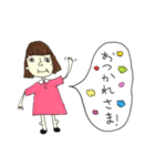 手描きの女の子の吹き出しスタンプ（個別スタンプ：12）