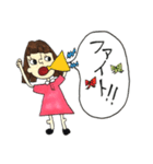 手描きの女の子の吹き出しスタンプ（個別スタンプ：15）