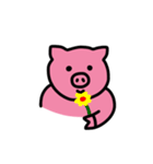 ピンク 幸せな豚さん（個別スタンプ：24）