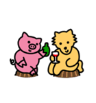 ピンク 幸せな豚さん（個別スタンプ：33）