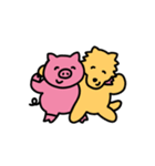 ピンク 幸せな豚さん（個別スタンプ：34）