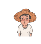 夏の麦藁帽子の少年（個別スタンプ：1）