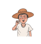 夏の麦藁帽子の少年（個別スタンプ：5）