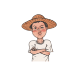 夏の麦藁帽子の少年（個別スタンプ：16）