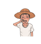 夏の麦藁帽子の少年（個別スタンプ：28）