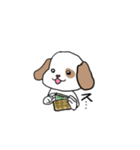 感情表現に忙しい茶ぶち犬です。（個別スタンプ：4）