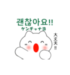 韓国語のかわいい白猫 2（韓国語と日本語）（個別スタンプ：17）
