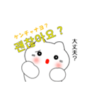 韓国語のかわいい白猫 2（韓国語と日本語）（個別スタンプ：18）