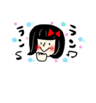 オカッパ女子と奇妙なキャラクター達。（個別スタンプ：1）