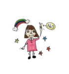 手描きの女の子吹き出しスタンプ2（個別スタンプ：1）
