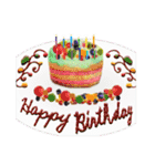ケーキとお花のお誕生日『Happy birthday』（個別スタンプ：3）