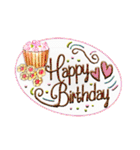 ケーキとお花のお誕生日『Happy birthday』（個別スタンプ：5）