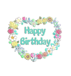 ケーキとお花のお誕生日『Happy birthday』（個別スタンプ：14）