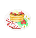 ケーキとお花のお誕生日『Happy birthday』（個別スタンプ：16）