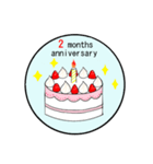 1ヶ月～11ヶ月記念.1年～25年記念のケーキ（個別スタンプ：6）