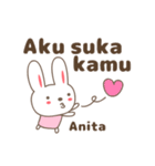 Cute rabbit stickers name, Anita（個別スタンプ：13）