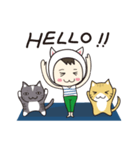 猫と一緒にヨガをやりましょう！（個別スタンプ：1）