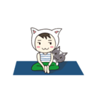 猫と一緒にヨガをやりましょう！（個別スタンプ：17）