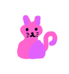 ピンクとむらさきの猫（個別スタンプ：1）