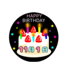 11月生まれの誕生日ケーキ☆日付入り（個別スタンプ：1）