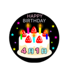 4月生まれの誕生日ケーキ☆日付入り（個別スタンプ：1）