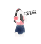 韓国の女の子のスタンプ（個別スタンプ：2）