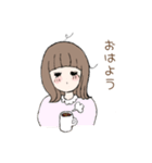 おしゃべり女の子と猫さん（個別スタンプ：1）