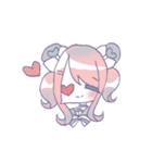 女の子と仲良しウサギ（個別スタンプ：1）