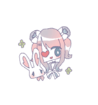 女の子と仲良しウサギ（個別スタンプ：9）