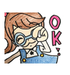 水色メガネ女子の日常（個別スタンプ：4）