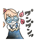 水色メガネ女子の日常（個別スタンプ：5）