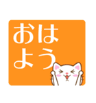 白猫チャオの気持ち、でか文字スタンプ（個別スタンプ：8）