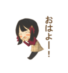 ［オリジナル］黒髪少女スタンプ( 'ω' و(و（個別スタンプ：1）