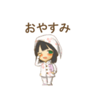 ［オリジナル］黒髪少女スタンプ( 'ω' و(و（個別スタンプ：2）