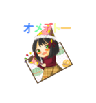 ［オリジナル］黒髪少女スタンプ2(*´∀`)（個別スタンプ：3）