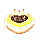 10色のケーキとお花の[お誕生日おめでとう]（個別スタンプ：2）