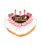 10色のケーキとお花の[お誕生日おめでとう]（個別スタンプ：8）