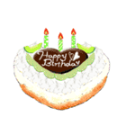 10色のケーキとお花の[お誕生日おめでとう]（個別スタンプ：10）