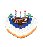 10色のケーキとお花の[お誕生日おめでとう]（個別スタンプ：14）