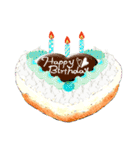 10色のケーキとお花の[お誕生日おめでとう]（個別スタンプ：16）