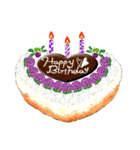 10色のケーキとお花の[お誕生日おめでとう]（個別スタンプ：18）