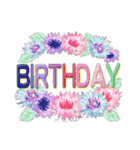 10色のケーキとお花の[お誕生日おめでとう]（個別スタンプ：37）
