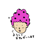 水玉アフロちゃん（個別スタンプ：3）