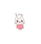 桃色の服の白いねこ（個別スタンプ：9）